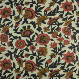 Tissu Indien Block Print Ajmer fond lin