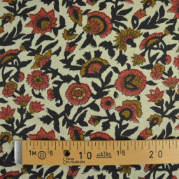 Tissu Indien Block Print Ajmer fond lin