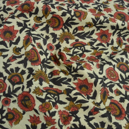 Tissu Indien Block Print Ajmer fond lin