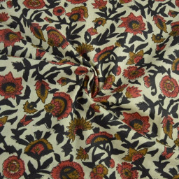 Tissu Indien Block Print Ajmer fond lin