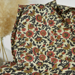 Tissu Indien Block Print Ajmer fond lin