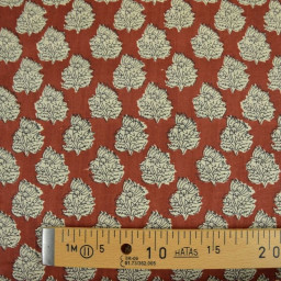 Tissu Indien Block Print Chopta fond terracotta