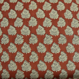 Tissu Indien Block Print Chopta fond terracotta
