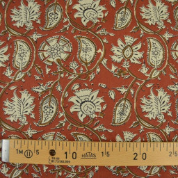 Tissu Indien Block Print Nirona fond terracotta