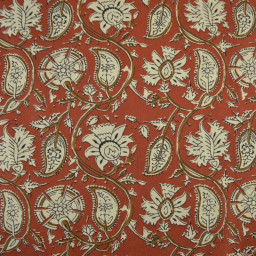 Tissu Indien Block Print Nirona fond terracotta