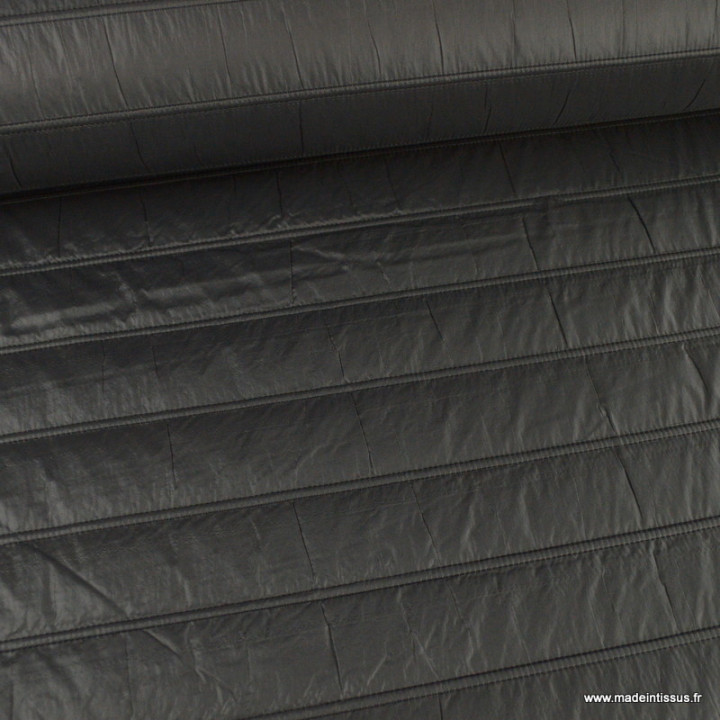 Tissu Matelassé rayures pour doudoune Noir