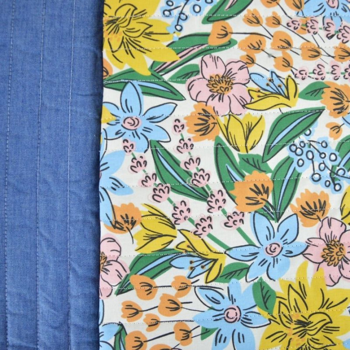 Tissu Matelassé coton Vertical Camil envers Jean