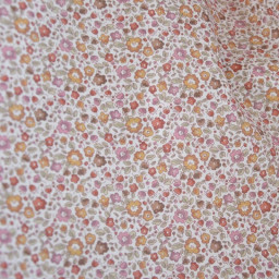 Voile de coton BIO motif fleurs bordeaux et camel -  oeko tex