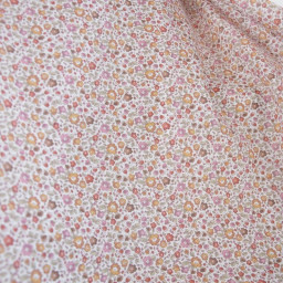 Voile de coton BIO motif fleurs bordeaux et camel -  oeko tex