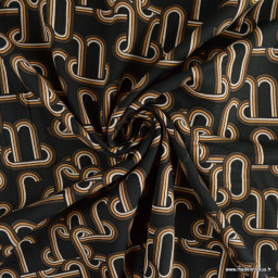 1 coupon de 50 cm de Tissu twill Viscose motif chaines fond noir