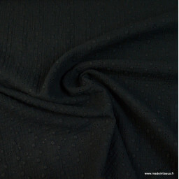 Tissu Double gaze brodée Adèle Noir