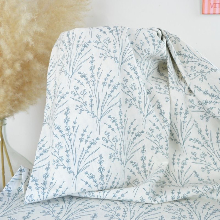 Tissu Popeline de coton motif Edith motif braches - OEKO TEX