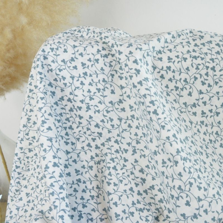 Tissu Popeline de coton motif Delphine motif fleurs - OEKO TEX
