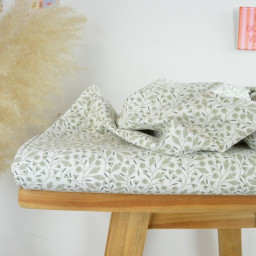 Tissu Popeline de coton motif branches de fleurs fond blanc cassé - OEKO TEX