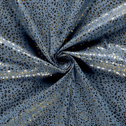 Tissu Jean fin motif Léopard doré fond bleu