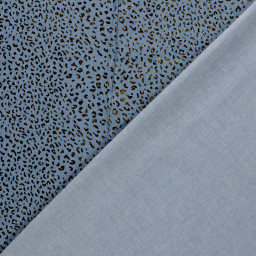 Tissu Jean fin motif Léopard doré fond bleu
