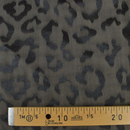 Tissu viscose jacquard motif léopard chocolat