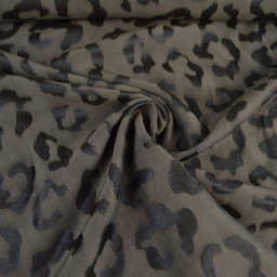 Tissu viscose jacquard motif léopard chocolat