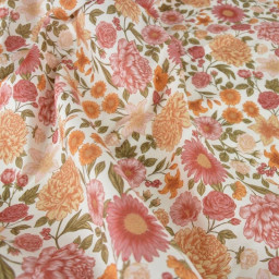 Tissu popeline de viscose Elisabeth - motif fleurs Prune