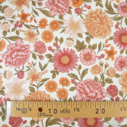 Tissu popeline de viscose Elisabeth - motif fleurs Prune