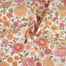 Tissu popeline de viscose Elisabeth - motif fleurs Prune
