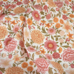 Tissu popeline de viscose Elisabeth - motif fleurs Prune