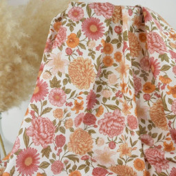 Tissu popeline de viscose Elisabeth - motif fleurs Prune