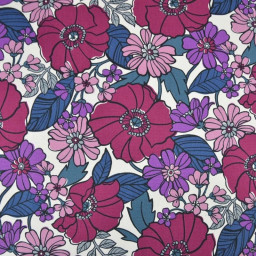 Tissu Canva Kokka Jambo Oxford motif Plum Floral