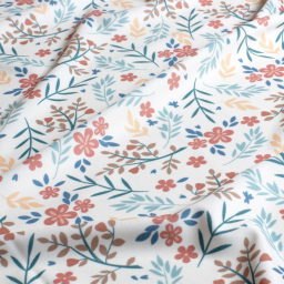 1 coupon de 75cm -  Tissu maillot de bain motif fleurs fond blanc cassé - OEKO TEX