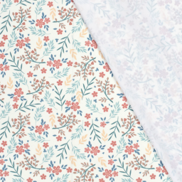 1 coupon de 75cm -  Tissu maillot de bain motif fleurs fond blanc cassé - OEKO TEX