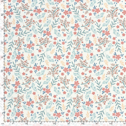 1 coupon de 75cm -  Tissu maillot de bain motif fleurs fond blanc cassé - OEKO TEX