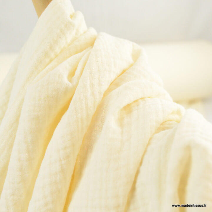 Double gaze de coton Bio uni Ecru -  oeko tex
