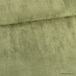 1 coupon de 1m40 -  Tissu Velours côtelé washé vert kaki - oeko tex