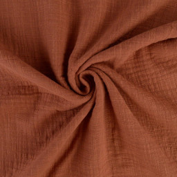 1 coupon de 1m- Double gaze Slub effet lin coloris Terracotta - OEKO TEX
