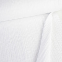 1 coupon de 85cm -  Double gaze Slub effet lin coloris Blanc - OEKO TEX