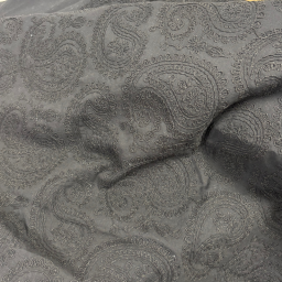 1 coupon de 75cm -  Tissu coton brodé Cachemire Noir - Evy
