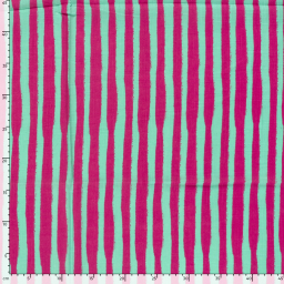1 coupon de 90cm - Tissu viscose mélangée à rayures larges vert et fuchsia - OEKO TEX