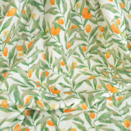 1 coupon de 80cm -  Double gaze de coton motif fleurs d'oranger - Blanc cassé