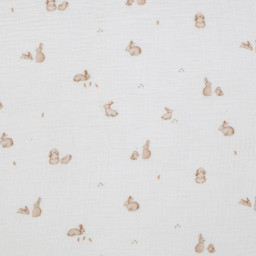 1 coupon de 70cm -  Double gaze Jeannot Motif petits lapins