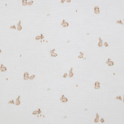 1 coupon de 70cm -  Double gaze Jeannot Motif petits lapins
