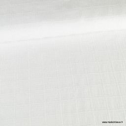Tissu coton blanc à grand carreaux - Dobbie