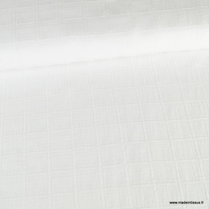Tissu coton blanc à grand carreaux - Dobbie