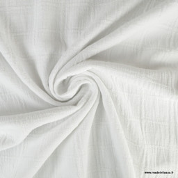 1 coupon de 70cm -  Tissu coton blanc à grand carreaux - Dobbie