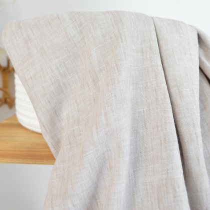 Tissu fluide polyester aspect Lin - Beige