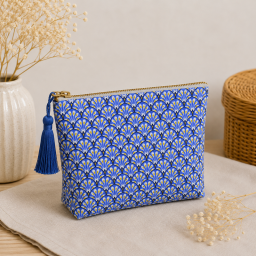 1 coupon de 32cm -  Tissu coton Gaudi écailles Bleu encre - OEKO TEX