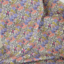 Tissu cretonne coton Seasons fleurs pêche et kaki - OEKO TEX