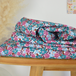 Tissu cretonne coton Marica fleurs Paon et roses - OEKO TEX