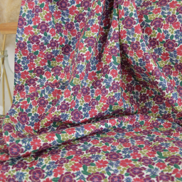 Tissu cretonne coton Marica fleurs violettes fond écru - OEKO TEX