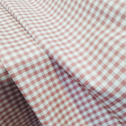 Tissu vichy carreaux 5mm vieux rose - OEKO TEX