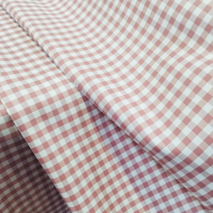 Tissu vichy carreaux 5mm vieux rose - OEKO TEX